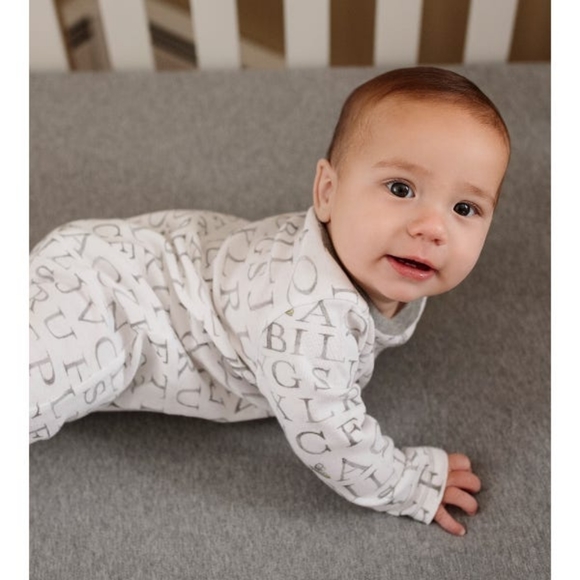 Burt's Bees Heather Gray Letter Bees Organic Baby Jumpsuit - Picture 3 of 3